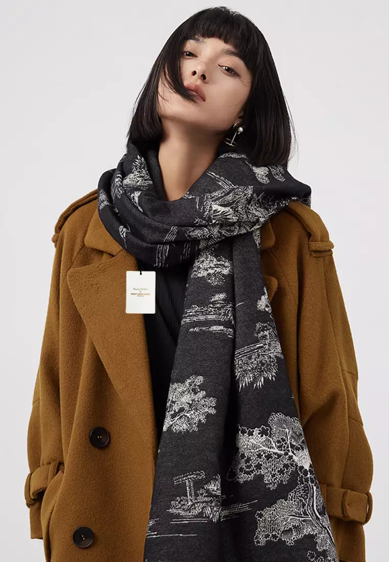 Landscape Painting Faux Cashmere Scarves AS-SY28625