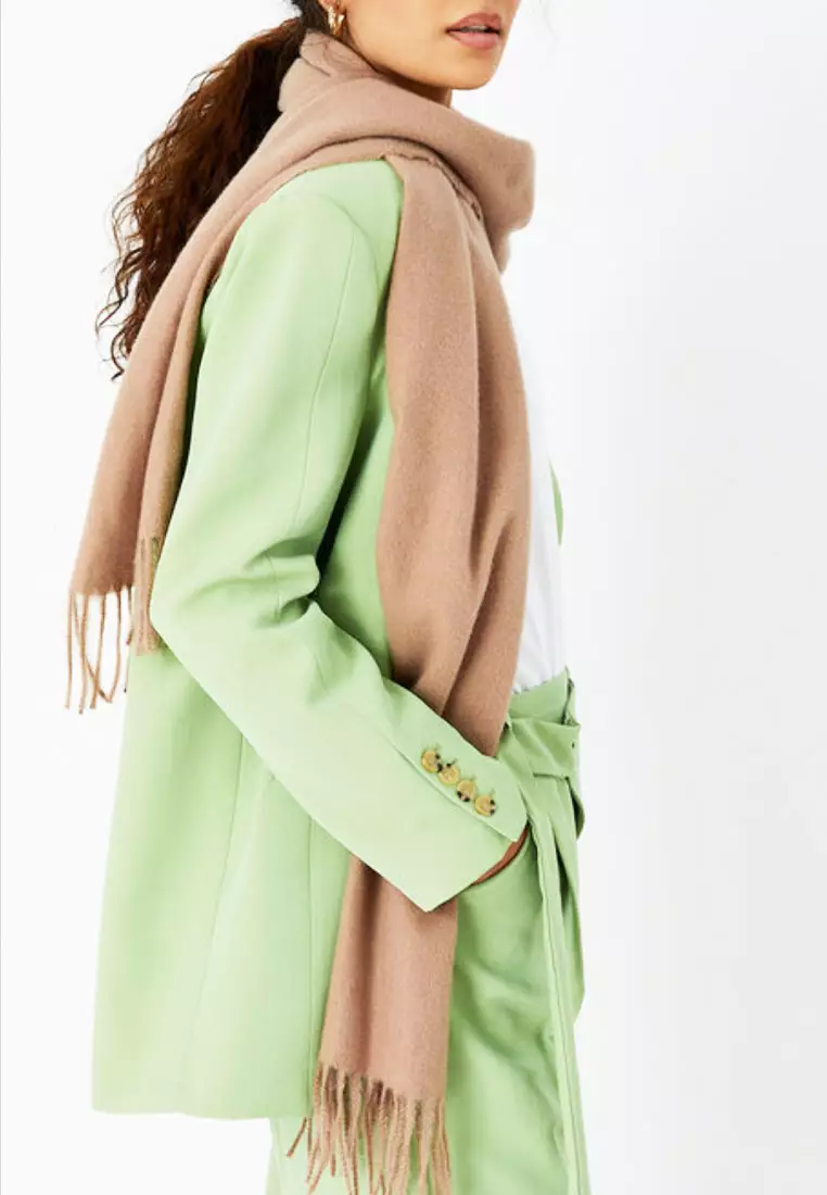 Plain Cashmere Virgin wool Pashmina Syal Wanita Camel