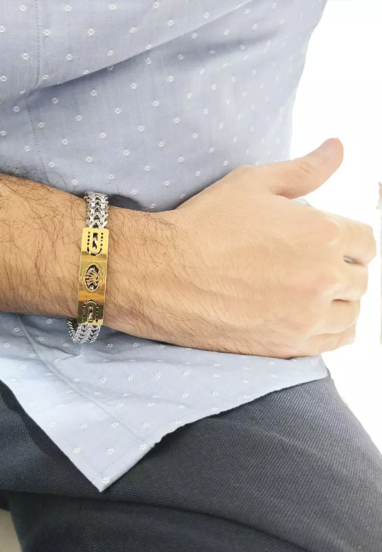Men's Accessories Crown Stainless Steel Men's Bracelet Gelang Pria Gold & Silver