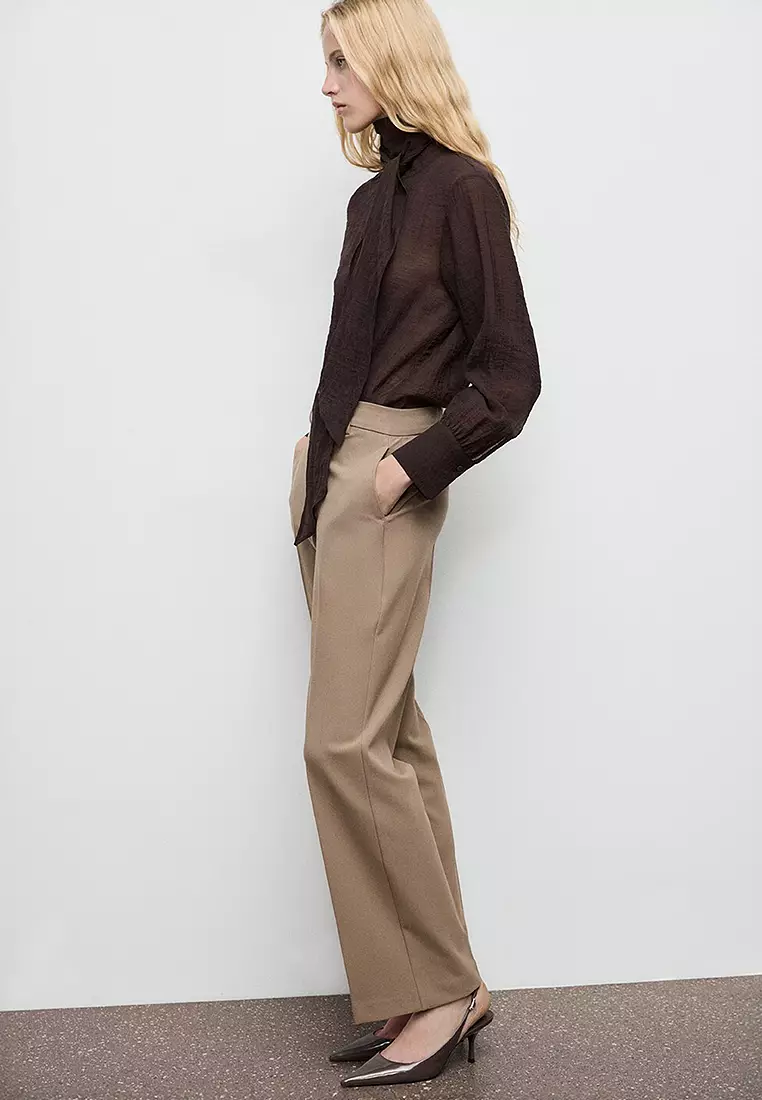 Straight Mid-Rise Trousers