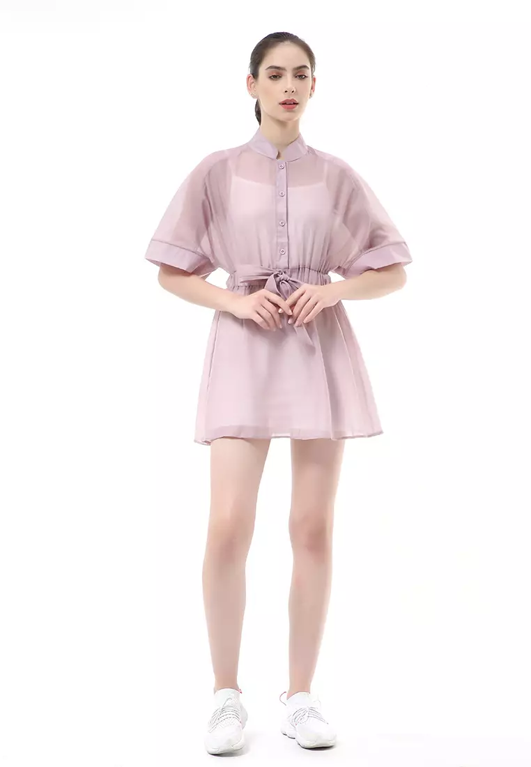 Rachel Mini Dress Organza Wanita Korean Style Lengan Pendek Material Velvet ORIGINAL - Purple