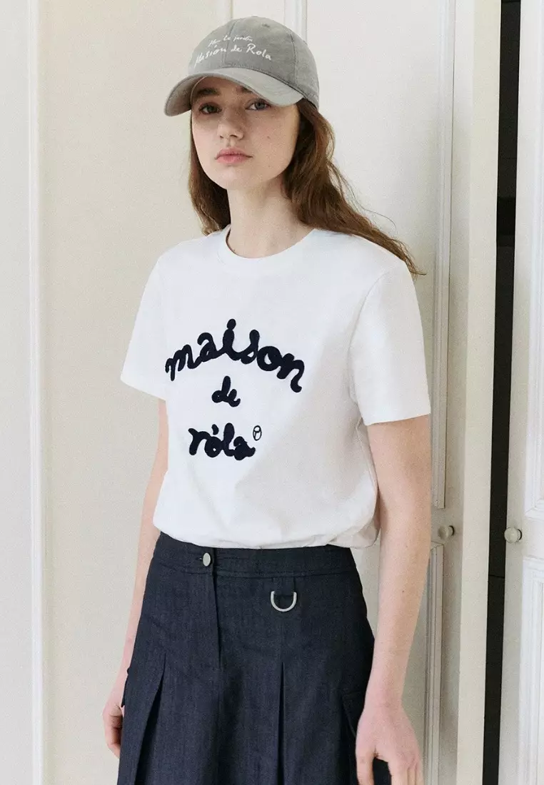 Maison De Rola Embroidery T-Shirt White Navy