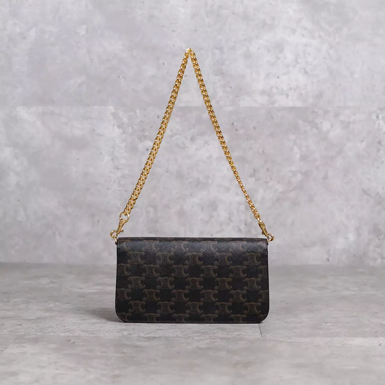 Tas CELINE TRIOMPHE TAN MULTIPOCHETTE CHAIN SHOULDER BAG 100% ORIGINAL