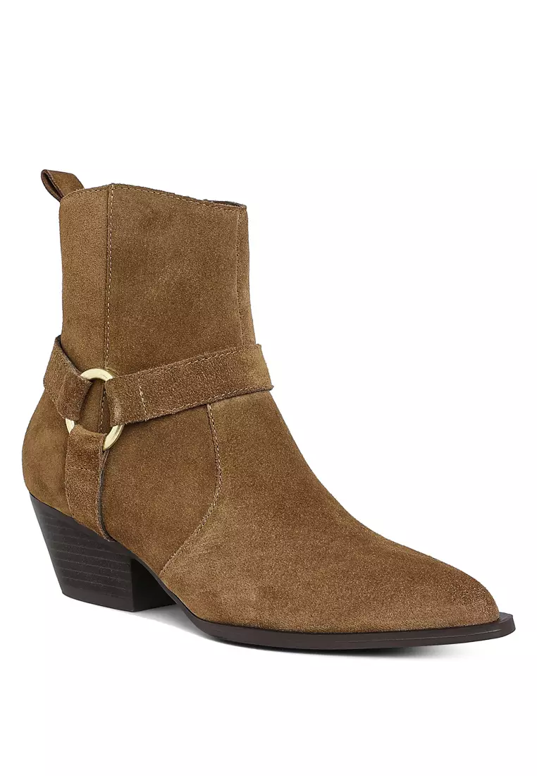 Harness Detail Ankle Boots in Taupe