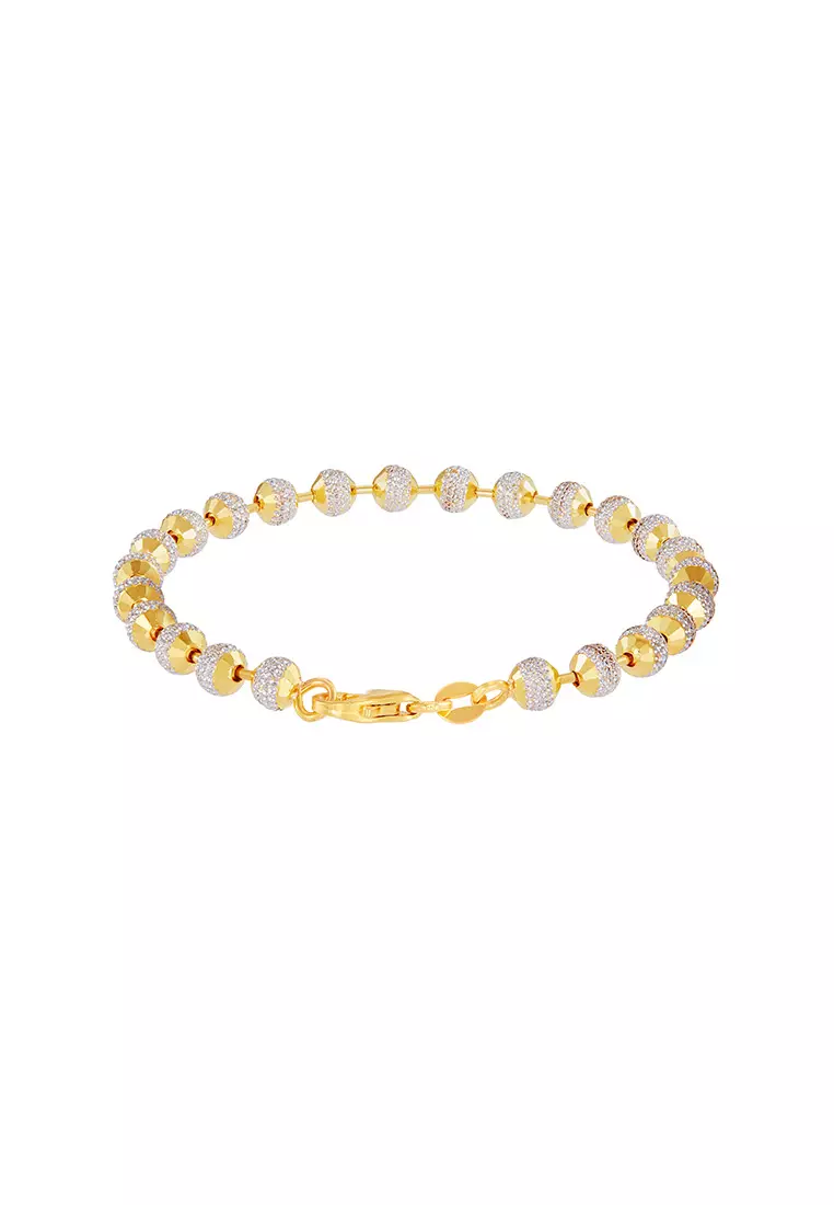 HABIB Oro Italia 916 Beads Planet White and Yellow Gold Bracelet GW3167(5)-BI (22K Gold)