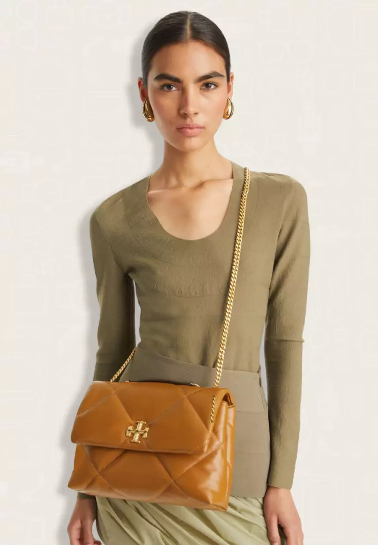 Tory Burch Kira Diamond Quilt Convertible Shoulder Bag Tan