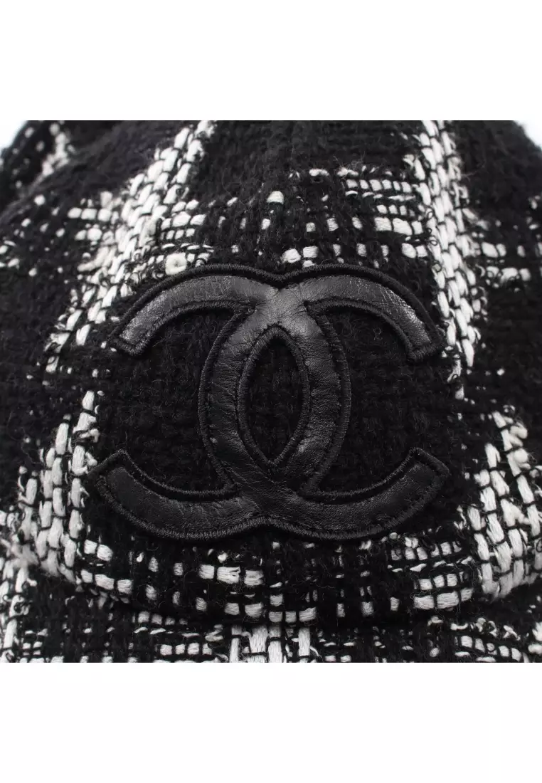 Chanel Pre-Loved Chanel coco mark cap cotton wool leather 