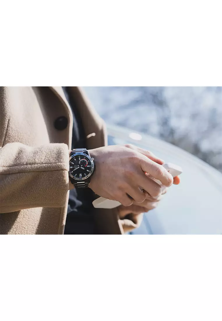 Casio Edifice Sospensione ECB-40D-1A Jam Tangan Analog Digital Pria Smartphone Link - All Stainless Steel