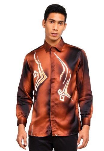 Gene Martino brown Men's Batik Shirt 9E7E5AA75B244BGS_1