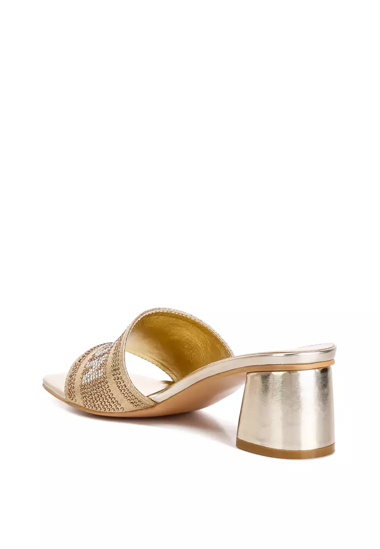 Gold Rhinestone Embellished London Sandals
