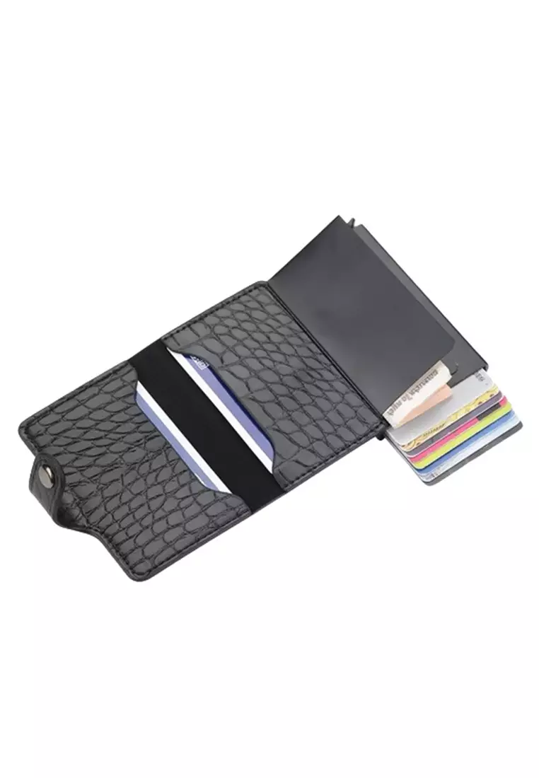 Card Wallet Dompet Kartu Fashion Pria Many Slot Material Leather Kulit ORIGINAL - Black