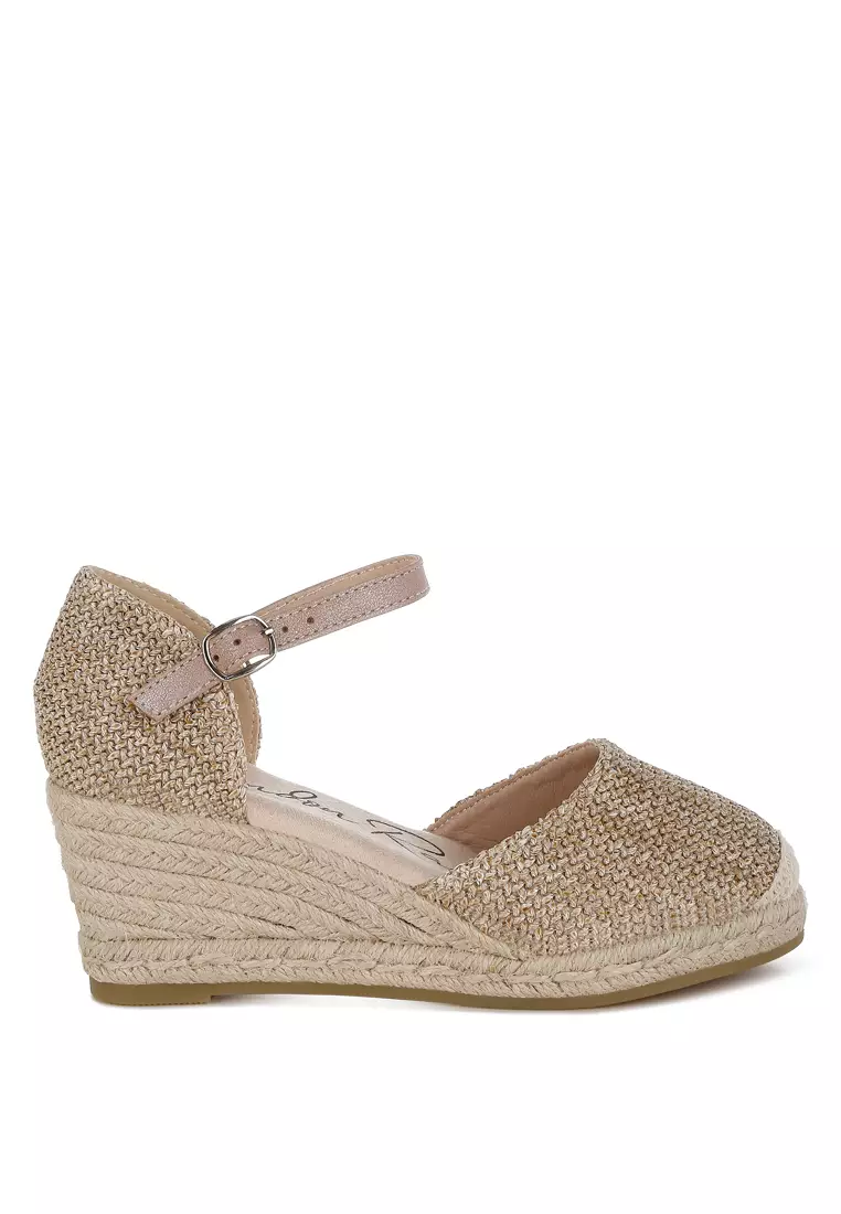 Discount on London Rag  shoes - SKU: Beige Raffia Woven Wedge Sandals