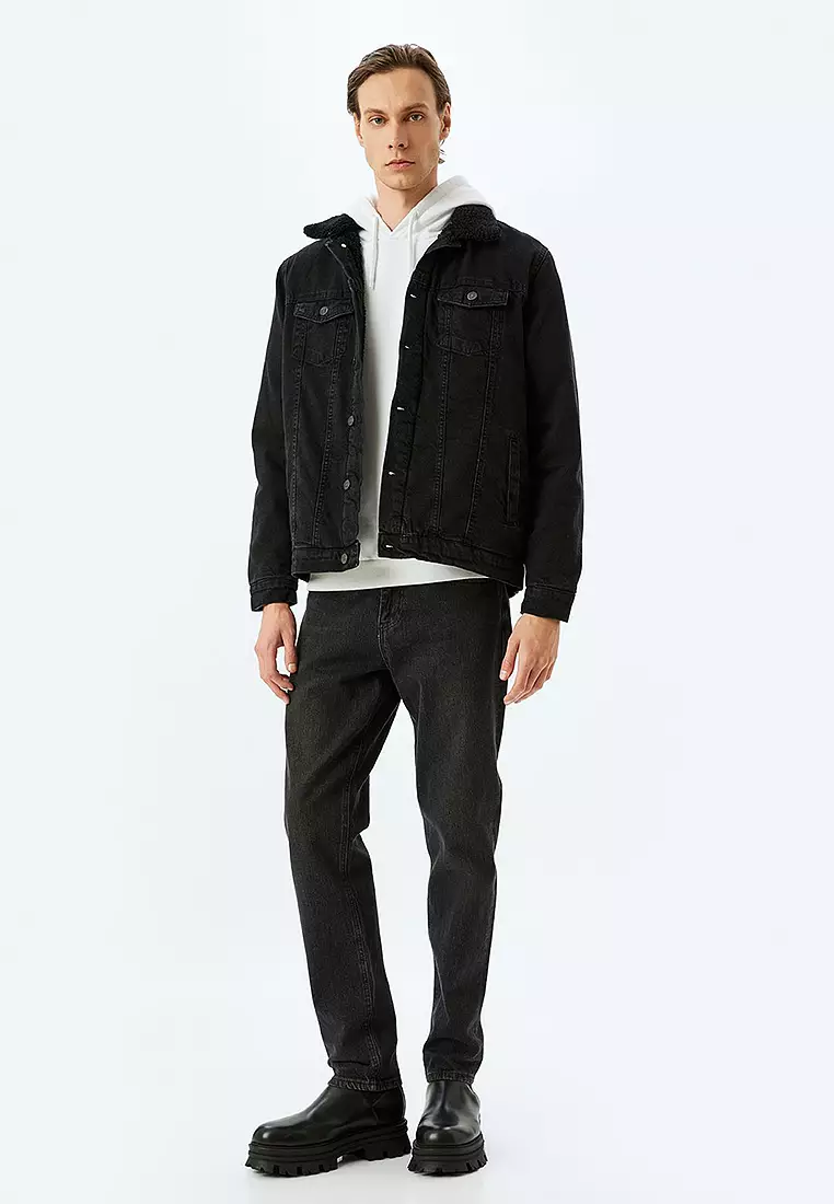 Plush Collar Denim Jacket