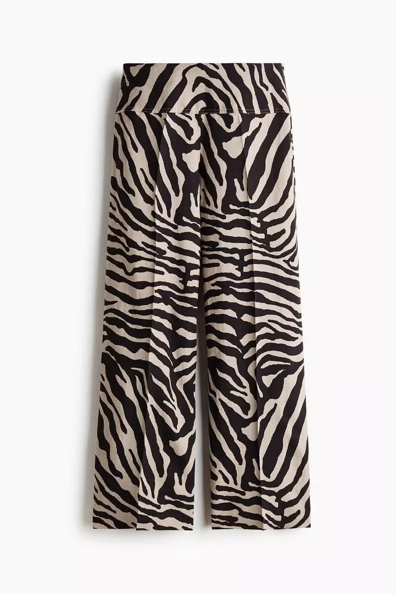 Flared linen-blend trousers