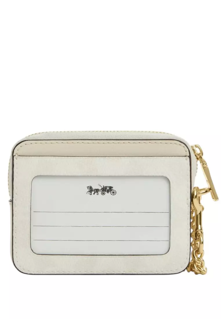 Zip Card Case In Signature Canvas - White/Chalk