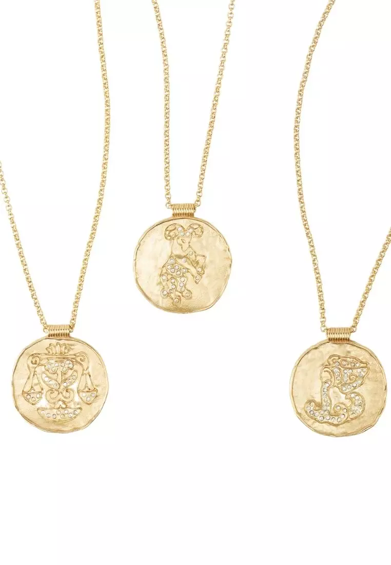 Zodiac Medal Necklace Aquarius