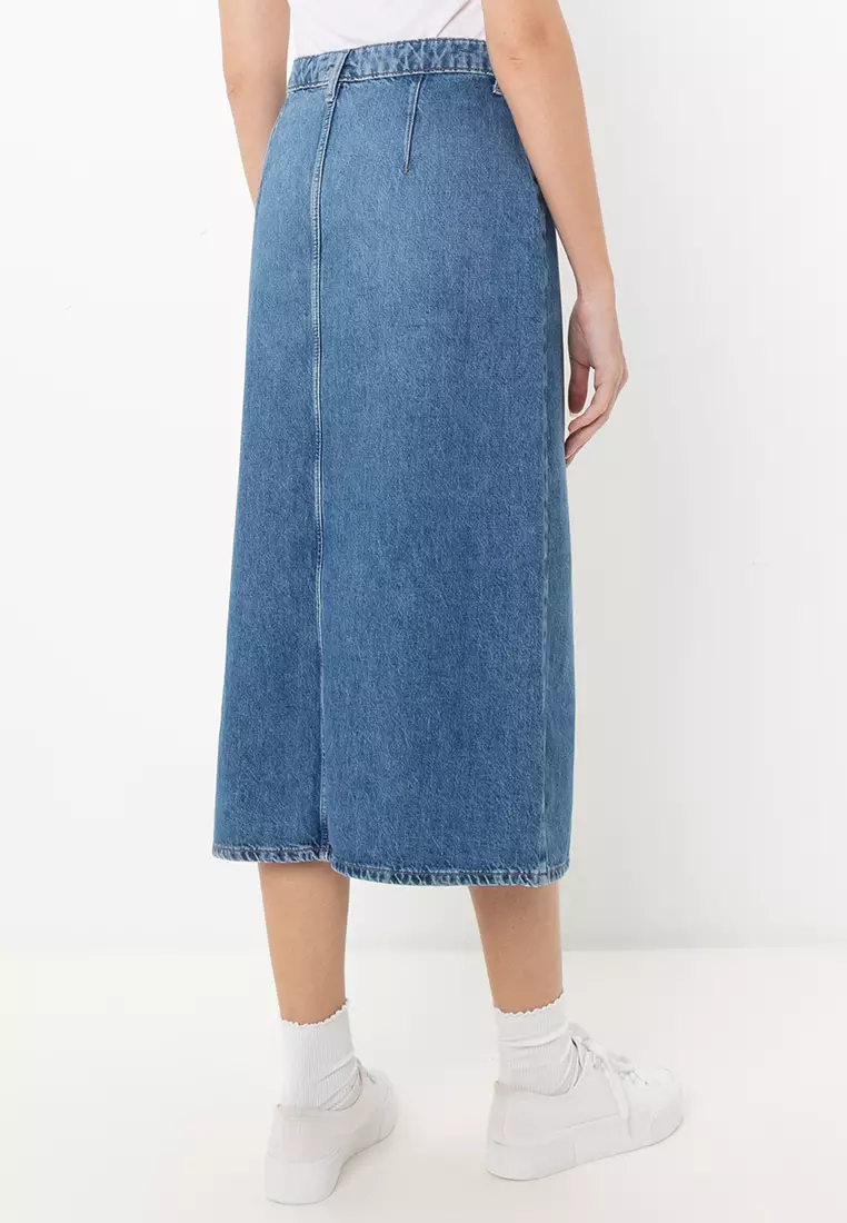 Cece Midi Button Denim Skirt