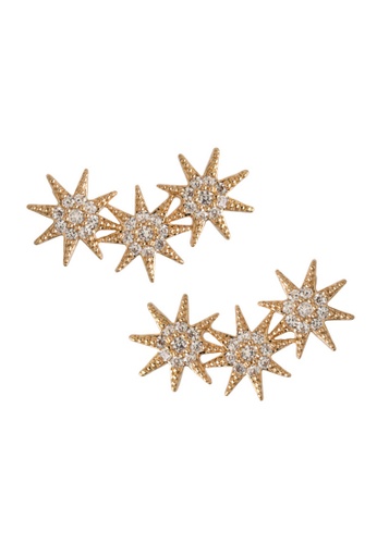 Timi of Sweden gold Three Crystal Stars Stud Earring A6484AC51E2E7DGS_1