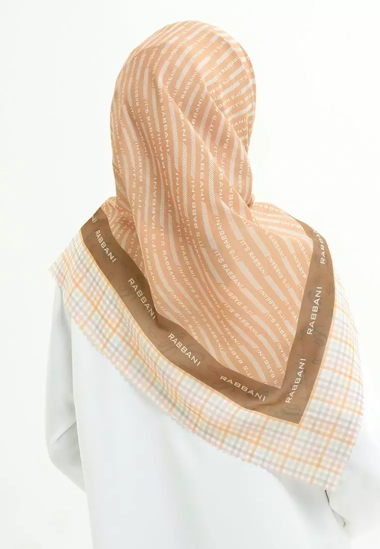 Rabbani - Kerudung Segi Empat Motif Tetra Biani H0 - Brownis
