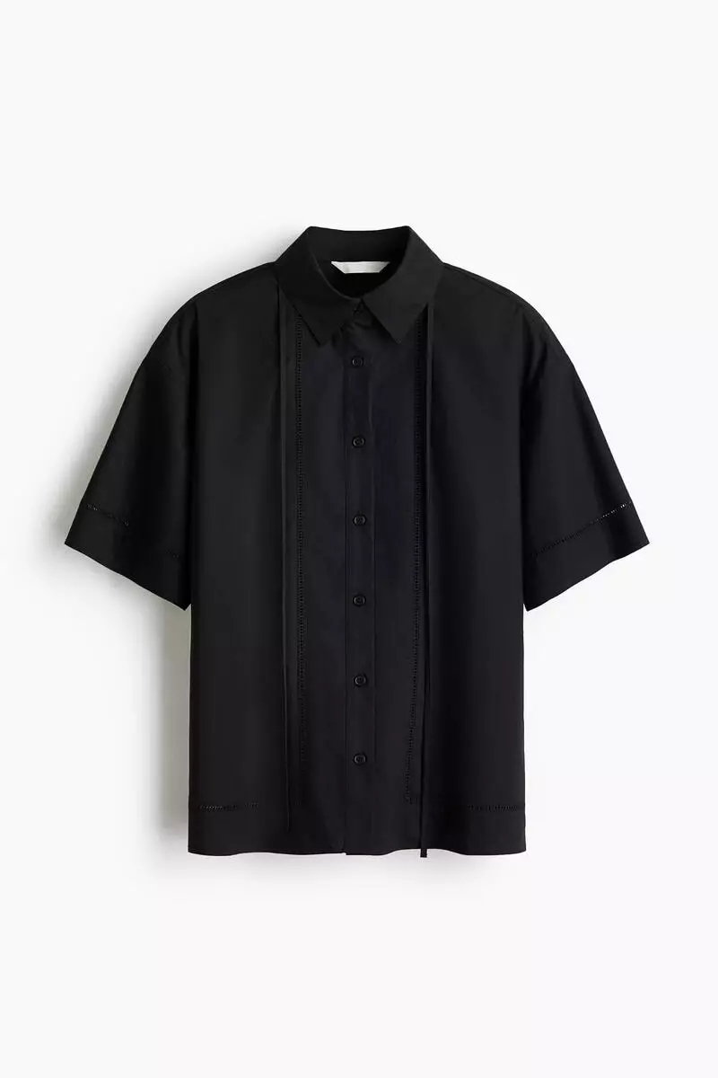 Tie-detail cotton shirt