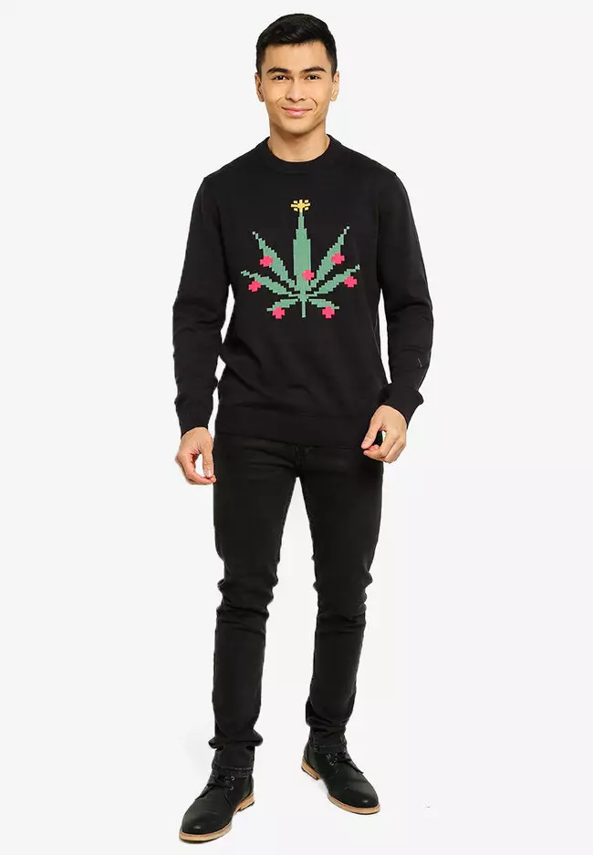 Xmas Cannabis Leaf Jumper