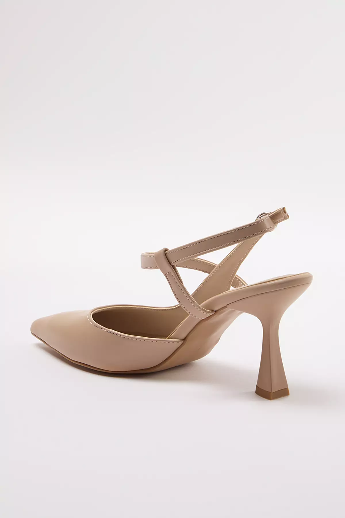 Beige Ankle Strap Women's Thin Heeled Shoes Takaw25To00004