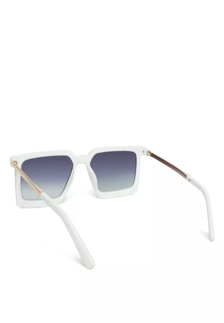 The Pristine Square Sunglasses In White/Purple