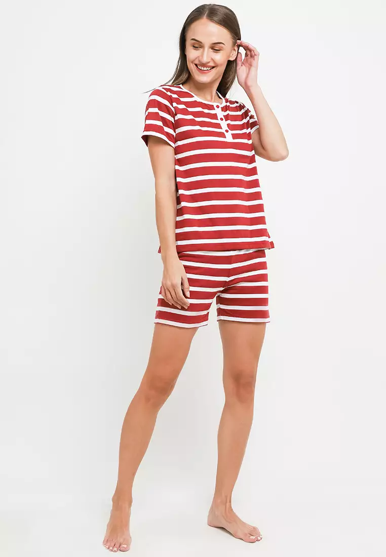 Pyama Baju Tidur Short Sleeve Short Pants Set Sleepwear