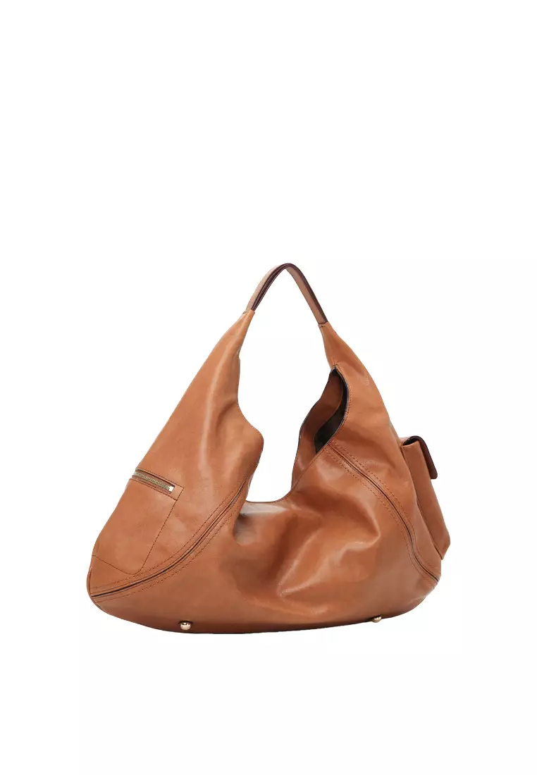 Arial Side Pockets Hobo Bag II - Caramel