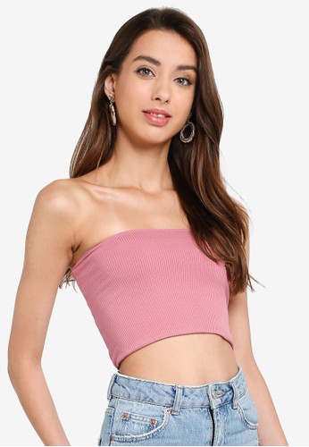 Red Plain Shirred Bandeau Top Bandeau Tops Uk Select Fashion