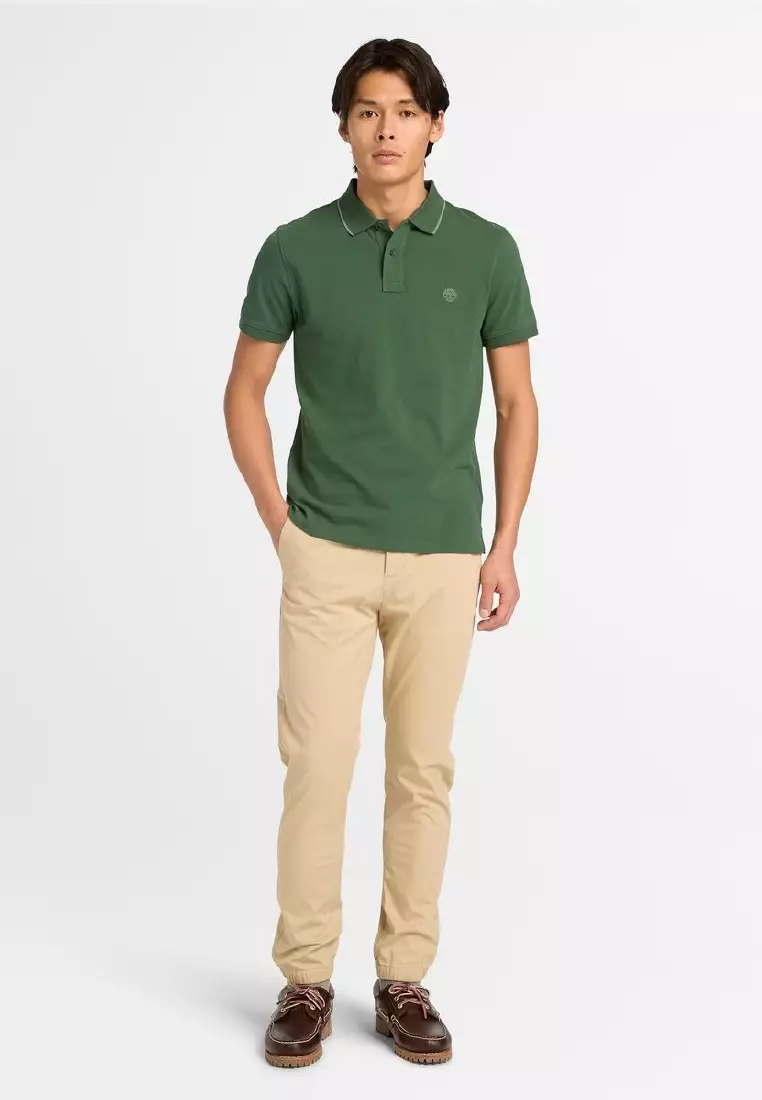 男款印花領口短袖Polo衫