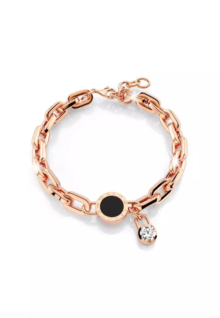 BULLION GOLD Roman Numeral Bracelet in Rose Gold Layered Steel Jewellery