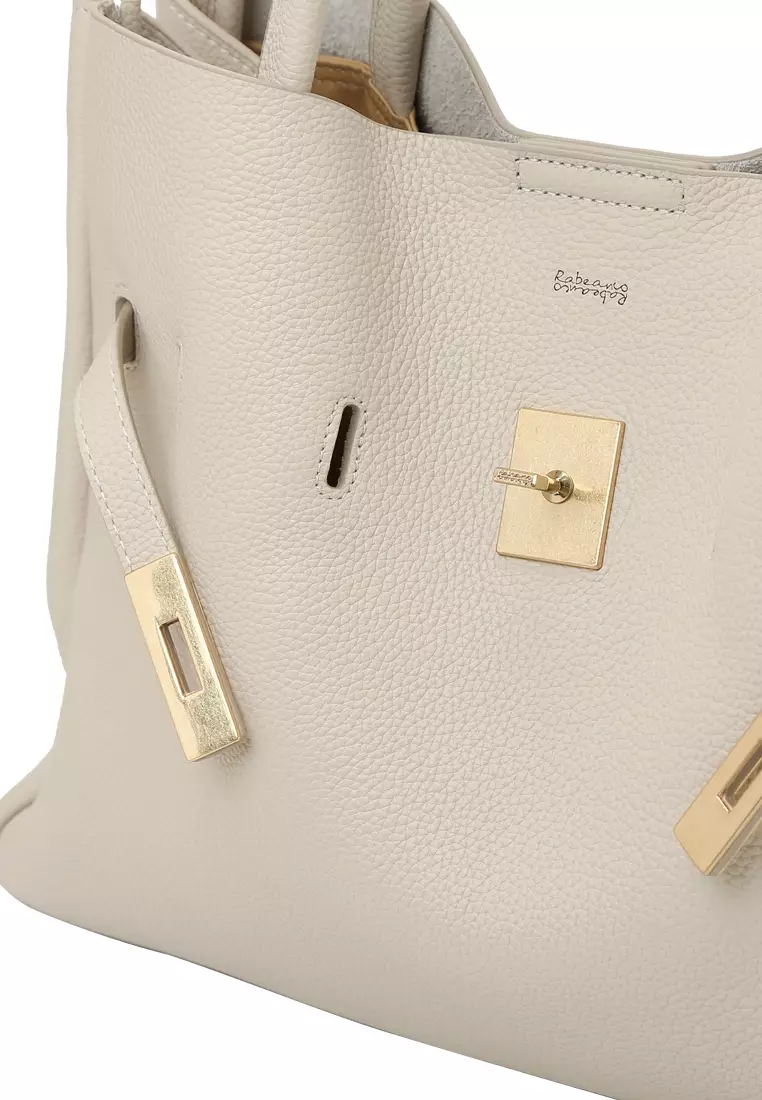 SAOIRSE Soft Structural Belt Tote Bag - Cream Beige