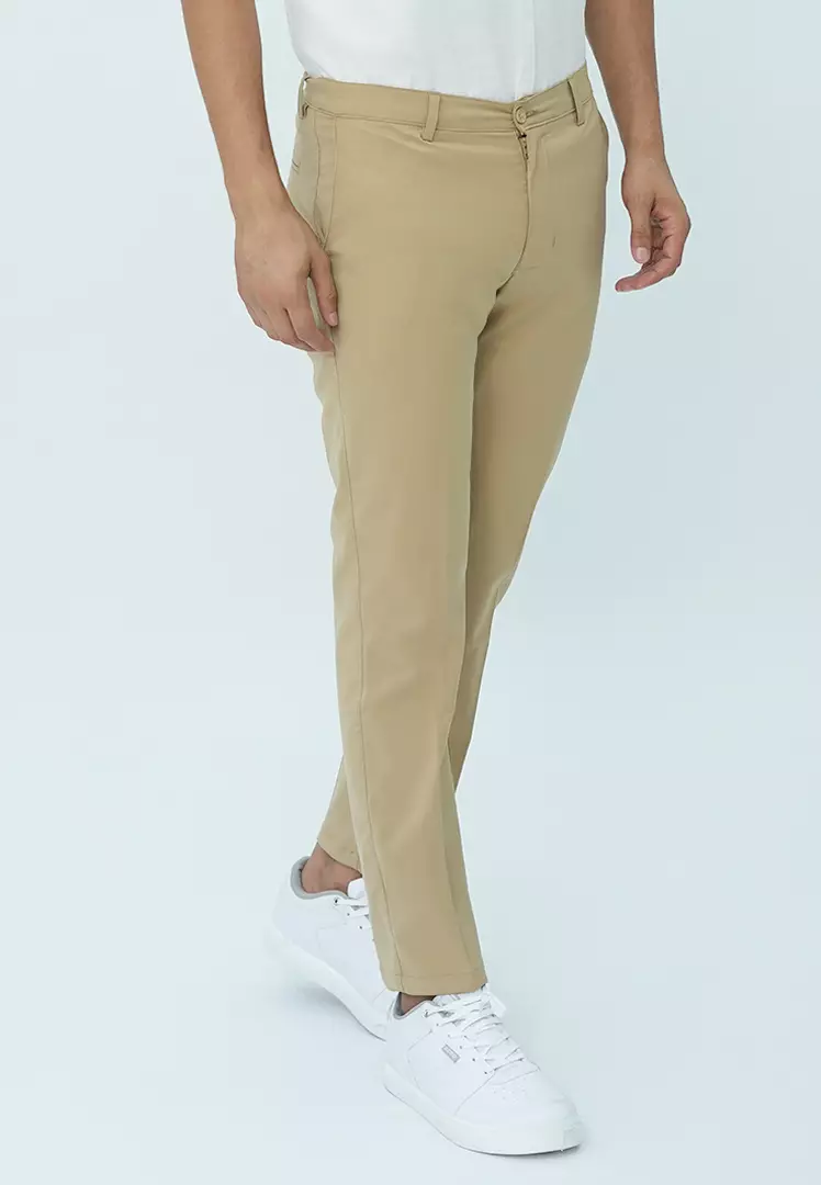 Johnwin - Celana Formal Sigma Ankle Pants - Celana Panjang Pria - Bahan Katun Polyester - Slim Fit - Cream - F.1024.006.126.C