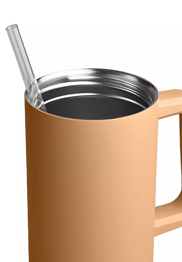 37oz Stainless Steel Straw Lid Insulated Mug Tumbler 1100ml Double Wall 24Hr Cold BPA-Free - Autumn Sunset