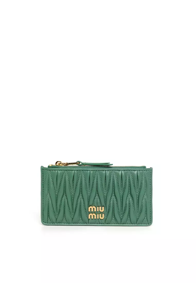 Miu Miu Black Matelassé Leather Lanyard ID Card Holder Miu Miu