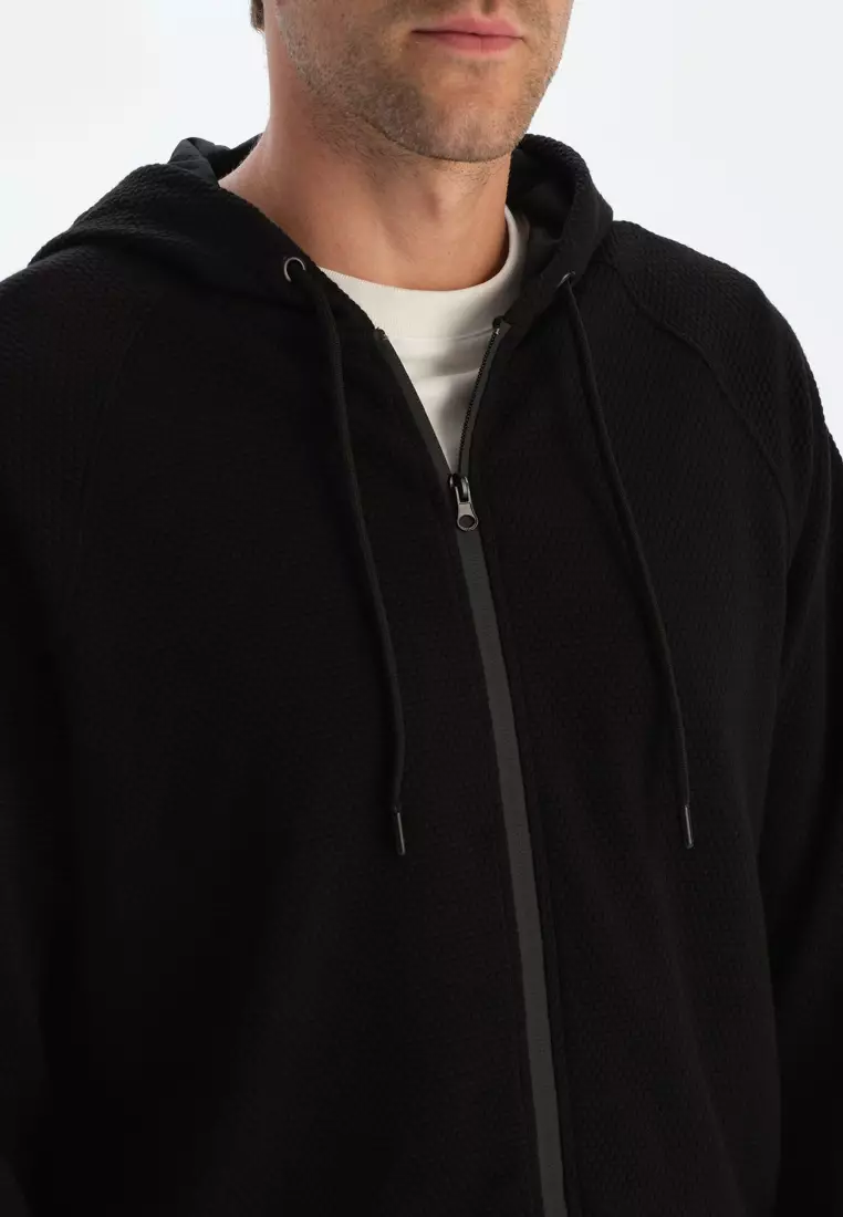 Black Sweatshirt, Hooded, Regular Fit, Loungewear for Men