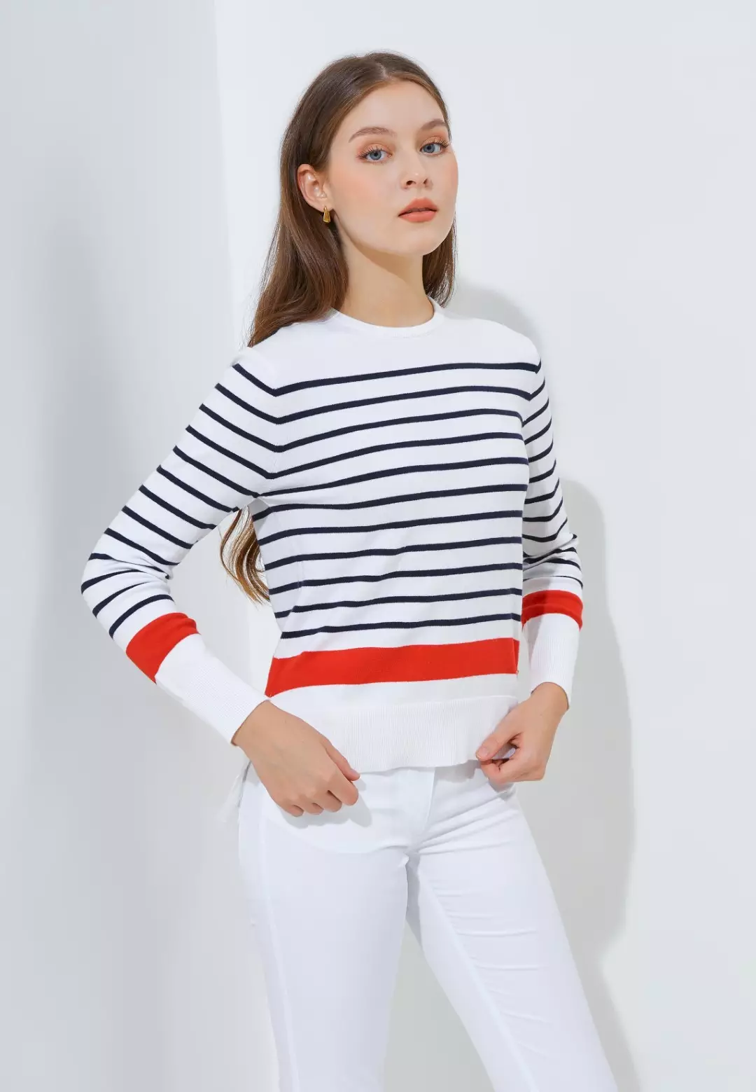 Jack Nicklaus Ebony Premium Chevron Sweater Women's Bright White