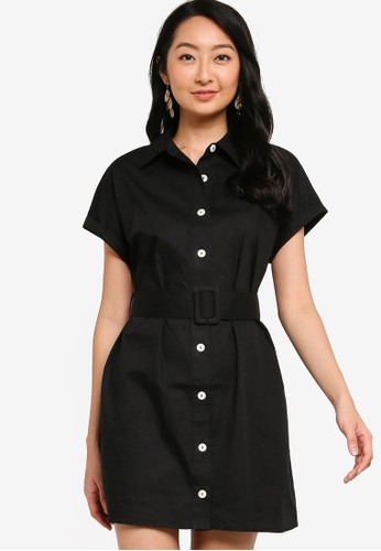 black button up shirt dress
