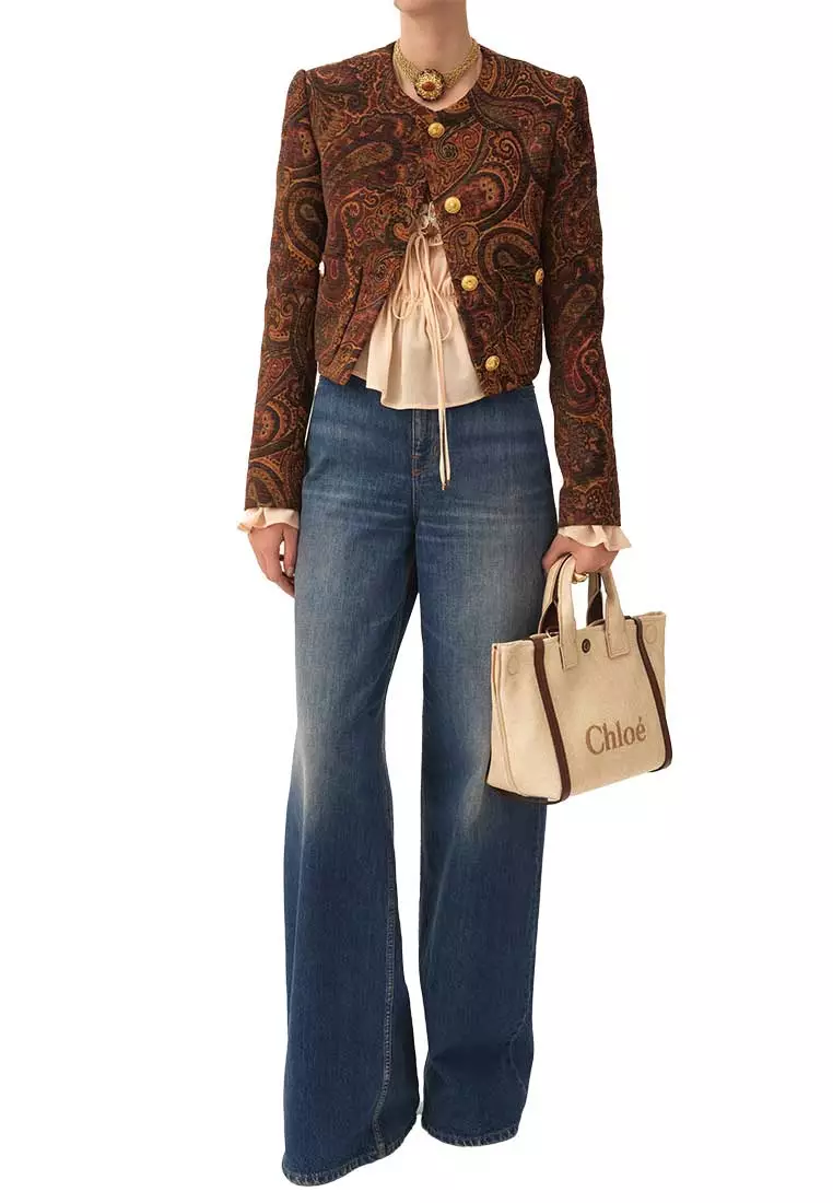 Small Chloe Carry Tote Bag In Raffia Effect Fibres Hot Sand CH25US911P1924P