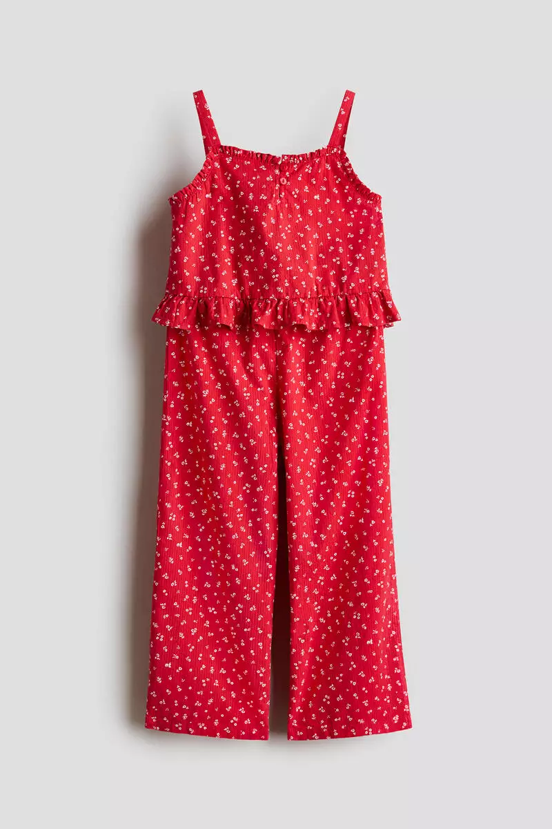 2-piece frill-trimmed seersucker set