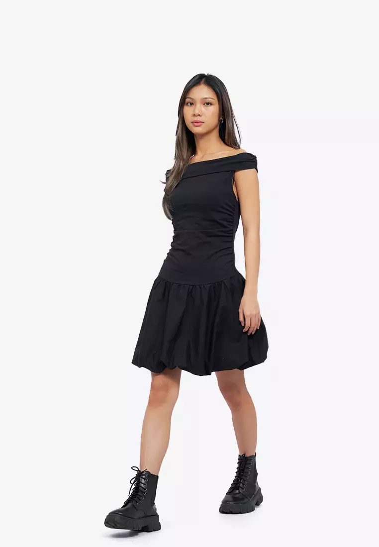 Off Shoulder Mini Balloon Dress