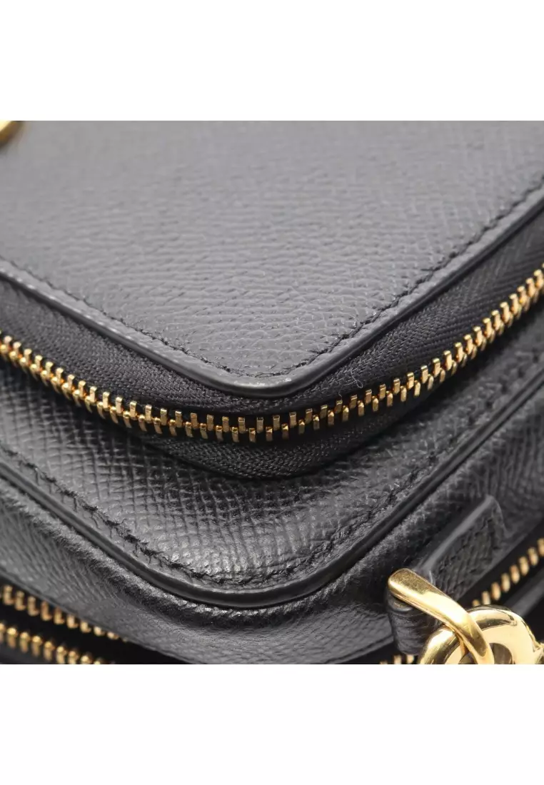 Pre-Loved Christian Dior Karo Double Pouch Shoulder bag leather black