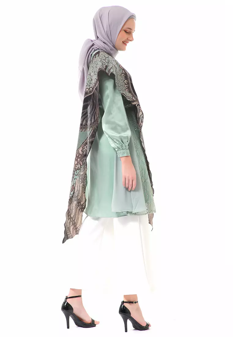Olivia Long Sleeve Batik Tunik Couple Atasan Wanita Regular fit - Sage Green