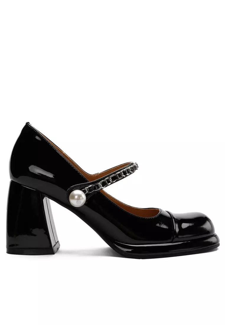 7CM Chain Strap Patent Leather Mary Jane Shoes TE876-5