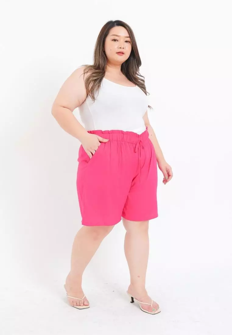Plus Size Short Pants Lucia Fuschia Pink