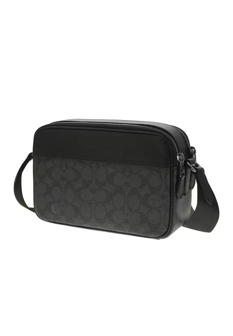 Graham Crossbody Bag In Signature Canvas Charcoal Black CV921