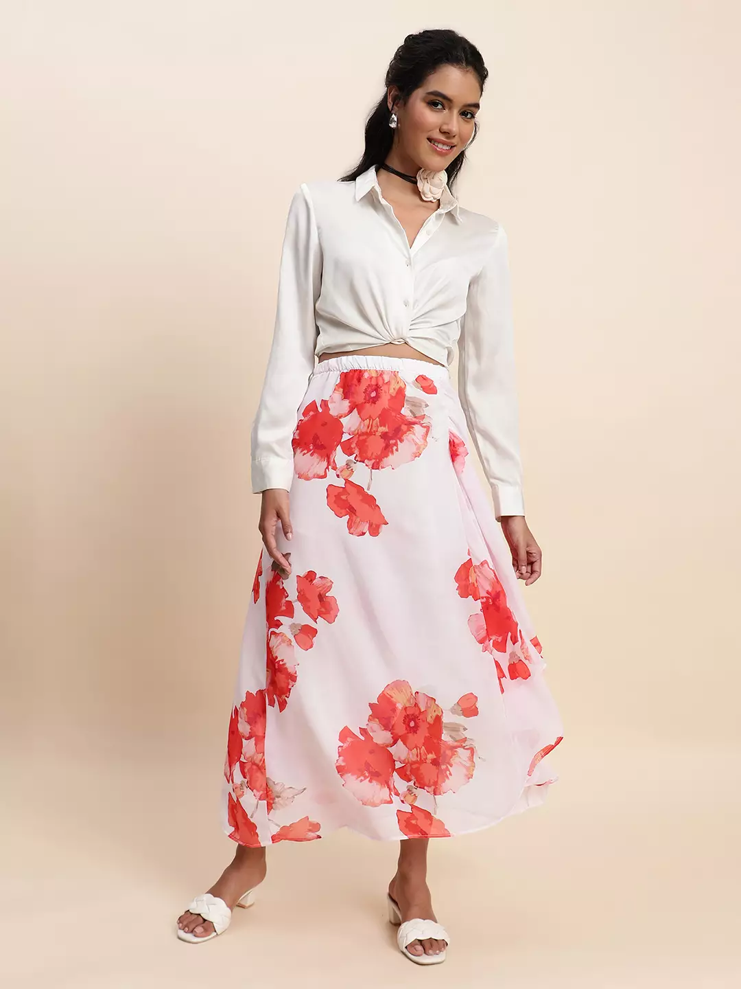 Chanira Julia Skirt-White Orange