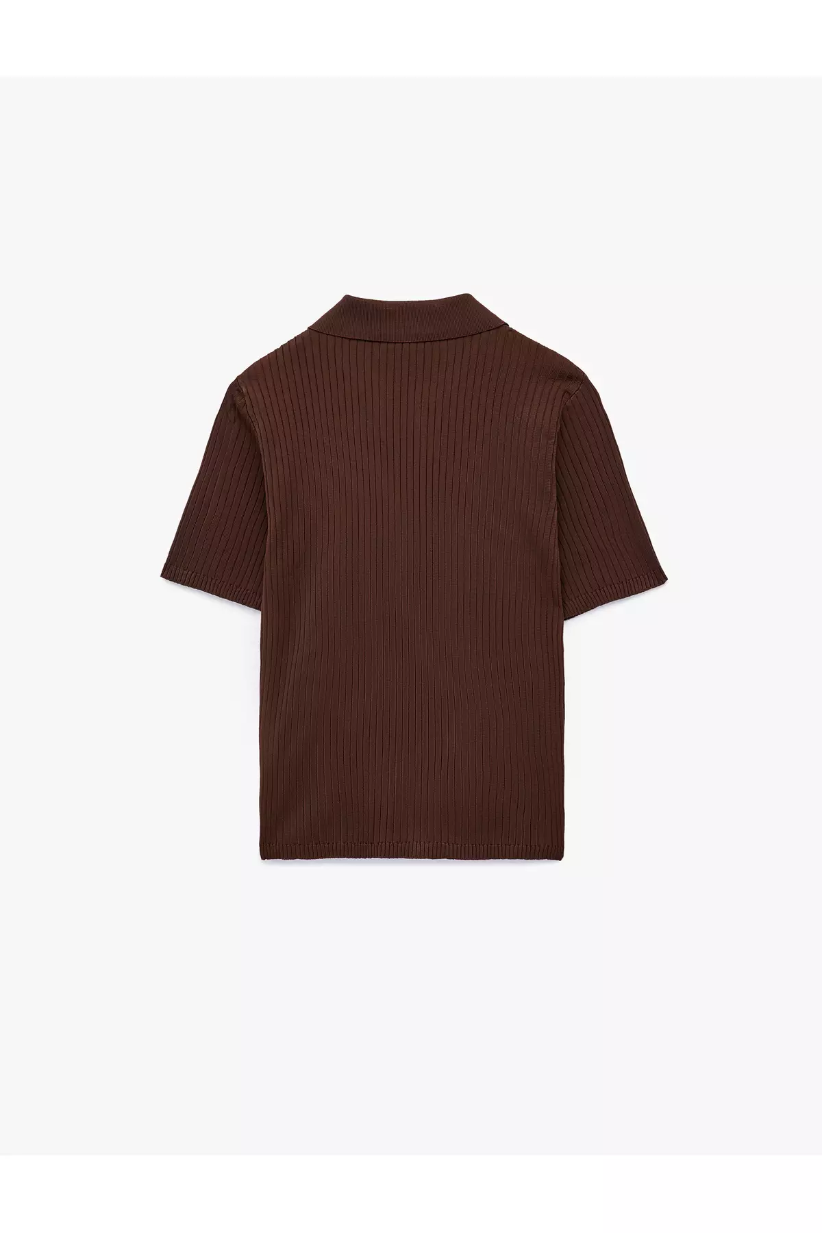 Half-Buttoned Short Sleeve Polo Neck Knitted Sweater