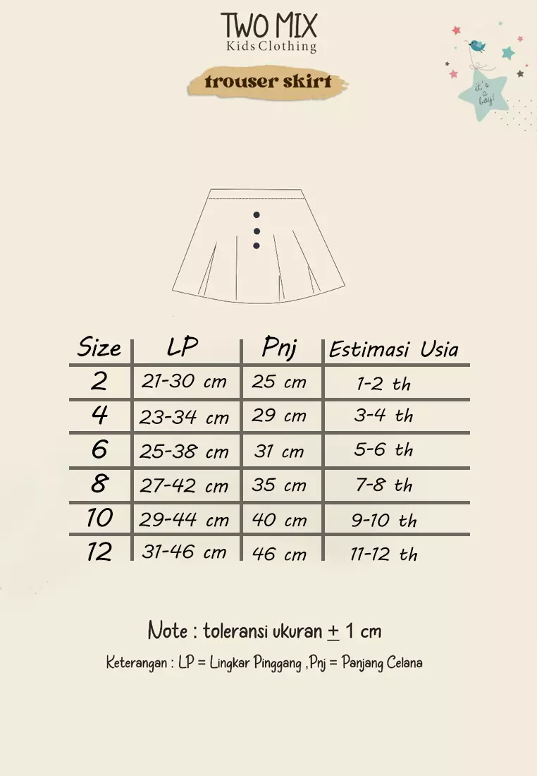 TWO MIX - Rok Celana Anak Perempuan Bahan Katun 1-12 Tahun 4312